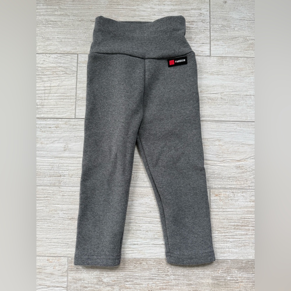 Kids Gray Fleece Lined Leggings